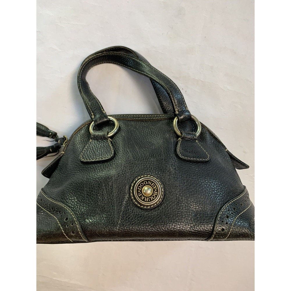 DOONEY & BOURKE Leather Black Bowler Pebble Handbag Purse Vtg - Picture 5 of 16